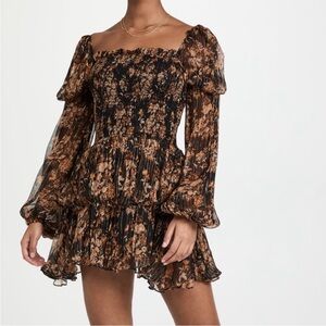 Caroline Constas black floral mini chiffon dress Alexa